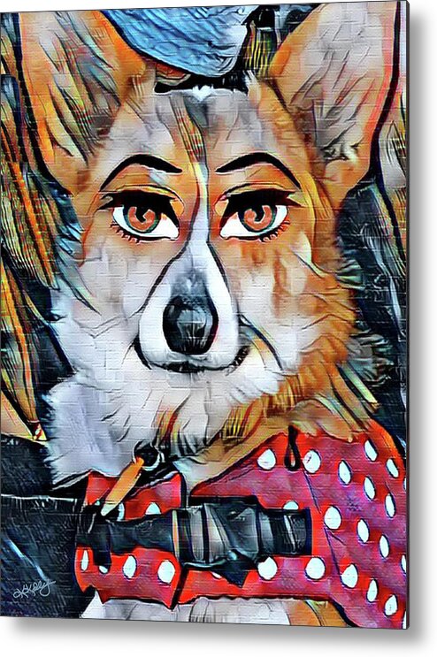 Pembroke Welsh Corgi Metal Print featuring the digital art Welsh Corgi Portrait by Kathy Kelly