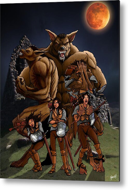 Werewolf Metal Print featuring the digital art Werewolf Transformation by Scott Harshbarger