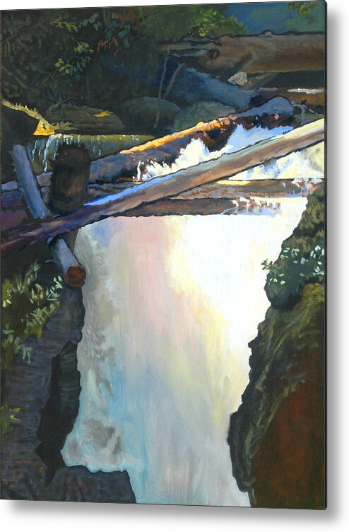 Fall Metal Print featuring the painting West Yaak Falls by Robert Bissett