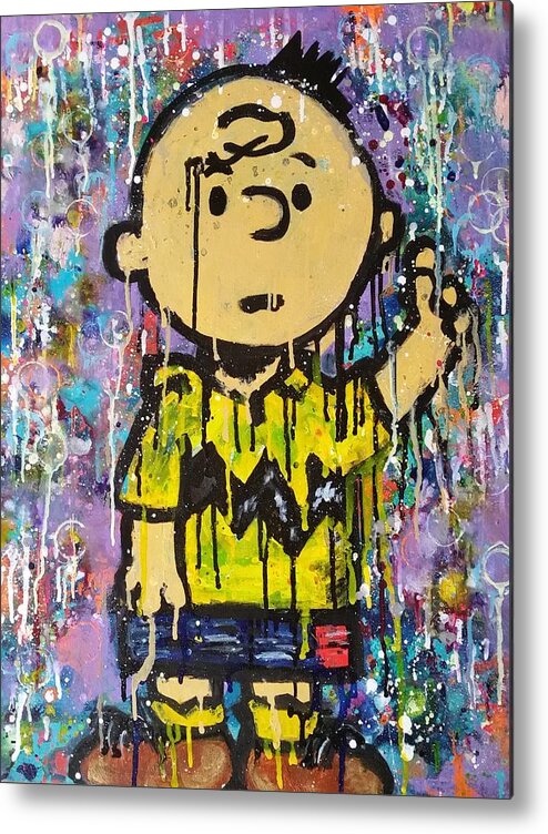 Charlie Brown Metal Print featuring the painting What.Up.Chuck by A MiL