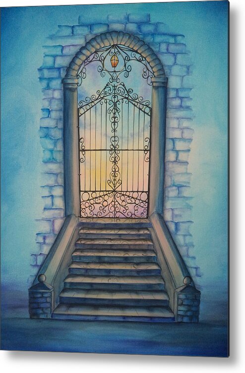 Gate Metal Print featuring the painting When The Heart Is Ready by Krystyna Spink