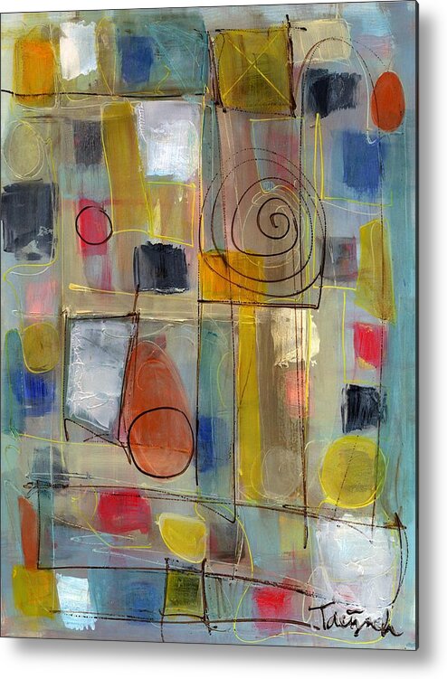 Abstract Metal Print featuring the painting Whirlpool Block by Lynne Taetzsch