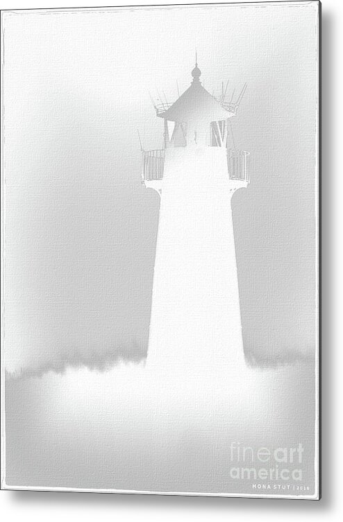 Mona Stut Metal Print featuring the digital art Lighthouse White Silhouetted by Mona Stut