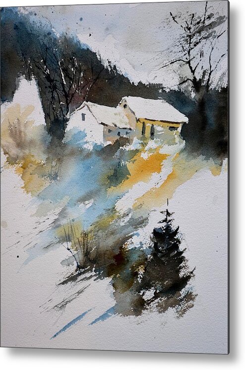 Landscape Metal Print featuring the painting Winter 613080 by Pol Ledent