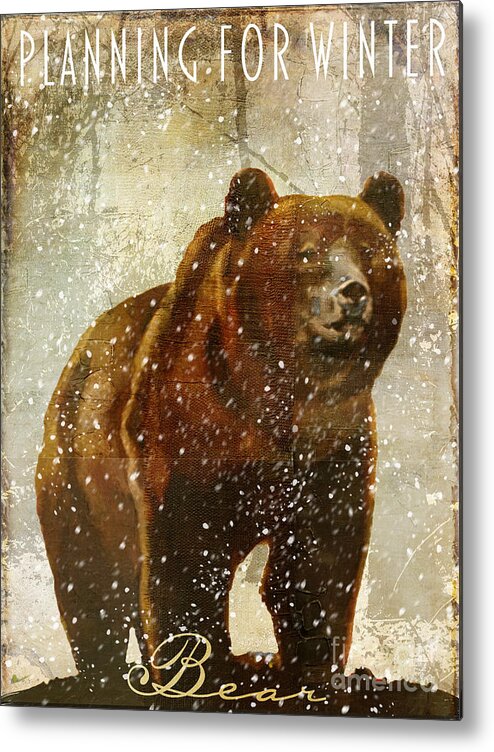 Bear Metal Print featuring the painting Winter Game Bear by Mindy Sommers