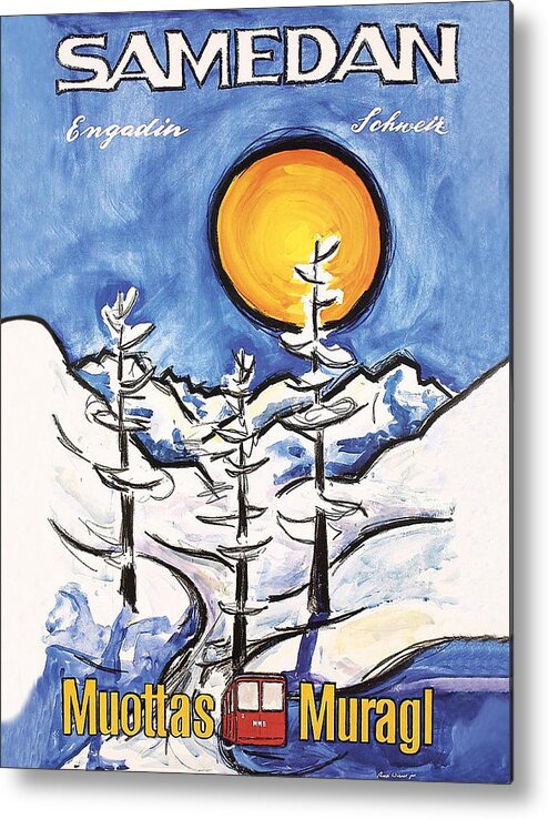 Samedan Metal Print featuring the painting Winter in Samedan by Long Shot