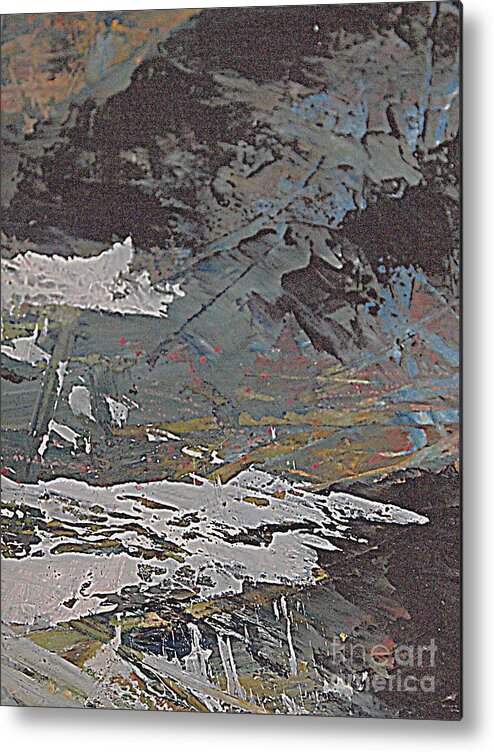 Abstract Gouache Painting Metal Print featuring the painting Winter Landing by Nancy Kane Chapman