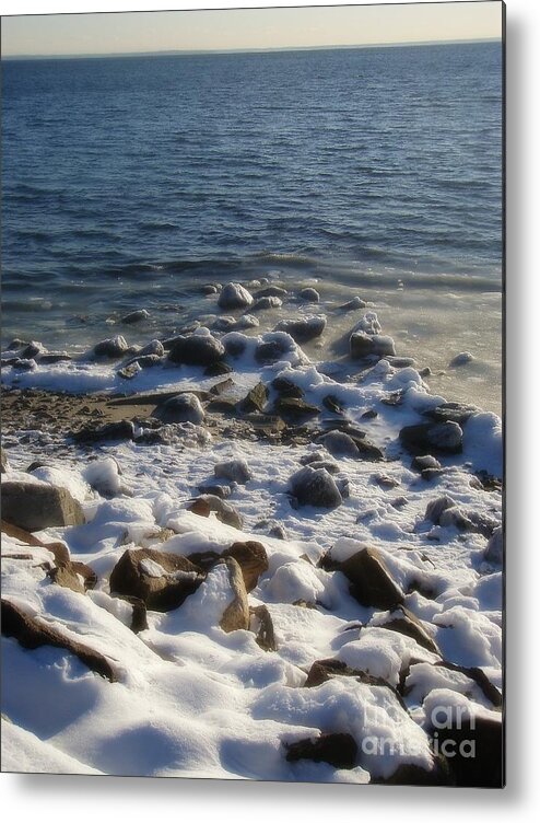 Winter Metal Print featuring the photograph Winter on the Long Island Sound by Kristine Nora