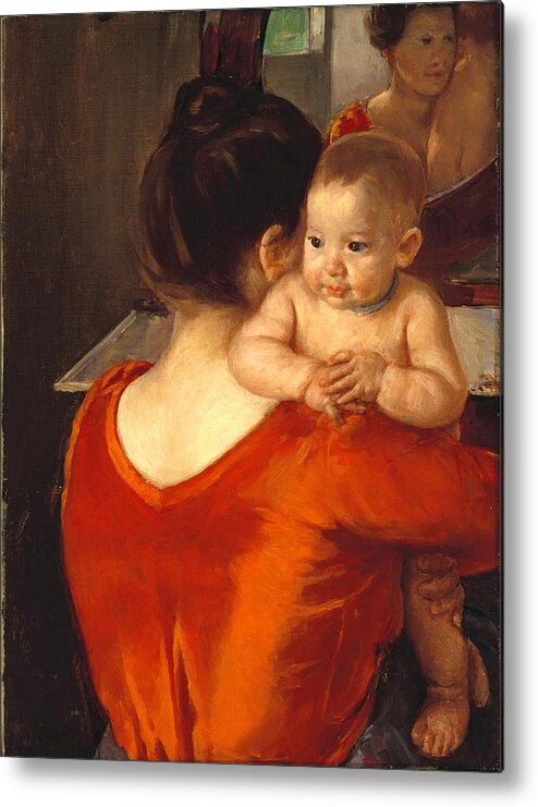 Mary Cassatt (american Metal Print featuring the painting Woman in a Red Bodice and Her Child by MotionAge Designs