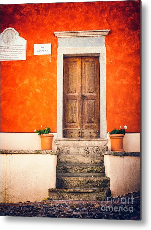 Architecture Metal Print featuring the photograph Wooden door with steps by Silvia Ganora