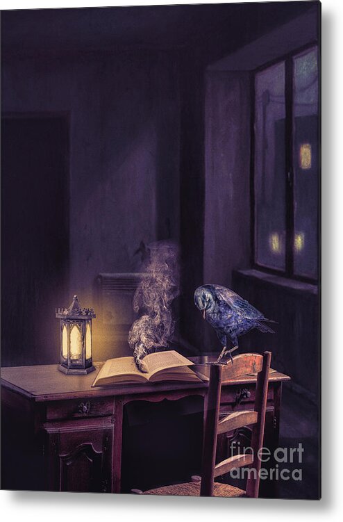 Crow Metal Print featuring the mixed media Working Overtime by Jim Hatch