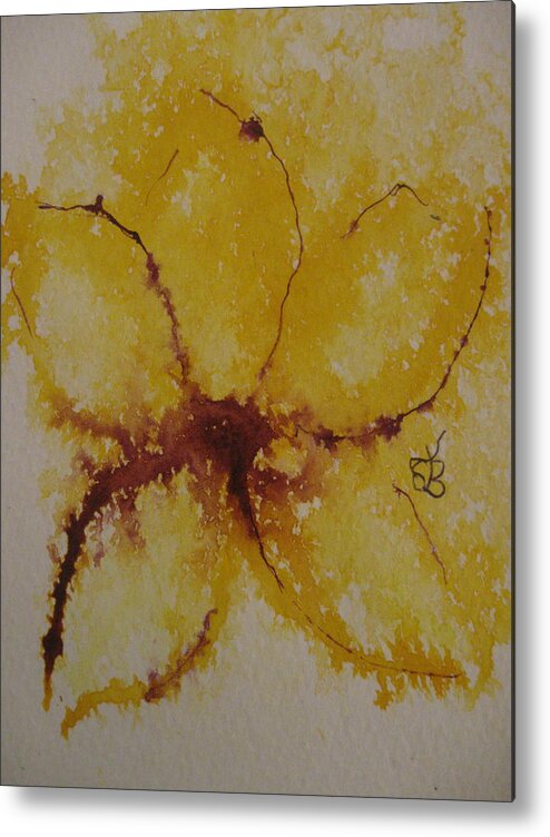 Yellow Metal Print featuring the drawing Yellow Flower by AJ Brown