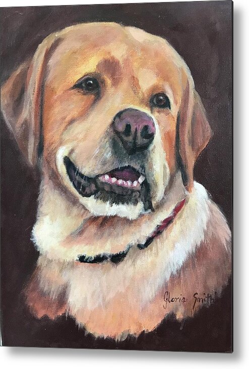 Dog Metal Print featuring the painting Yellow Lab by Gloria Smith