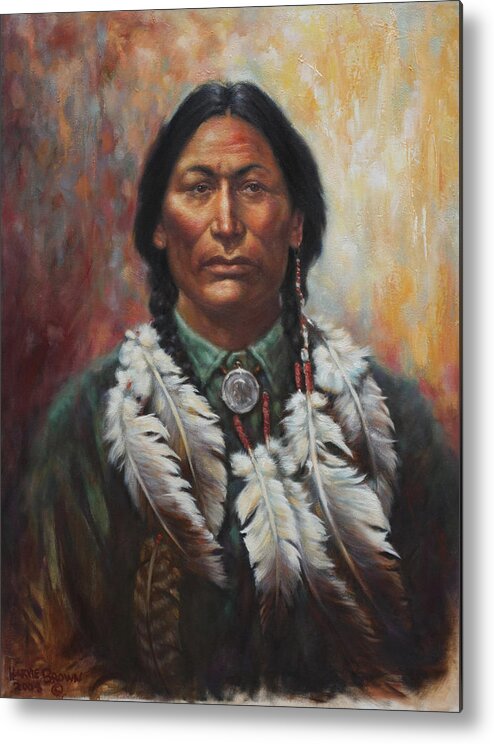 Sioux Metal Print featuring the painting Young Sittingbull by Harvie Brown