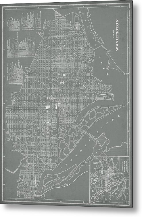 Maps Metal Print featuring the painting City Map Of Washington, D.c. #1 by Vision Studio