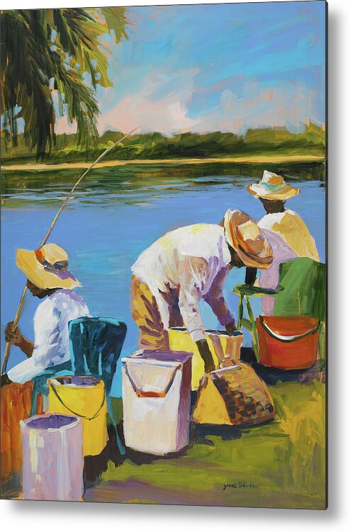 Coastal Metal Print featuring the painting Fishing I #1 by Jane Slivka