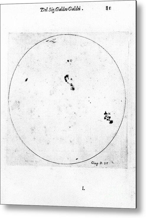 Galileo Galilei Metal Print featuring the drawing Galileos Observation Of Sunspots, 1613 #1 by Print Collector
