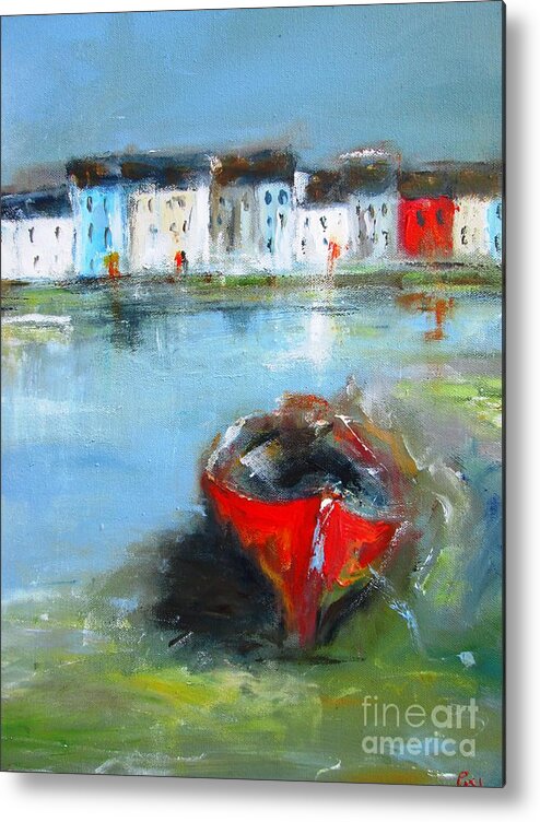 Galway Metal Print featuring the painting Galway City Ireland Semi Abstract Paintings #1 by Mary Cahalan Lee - aka PIXI