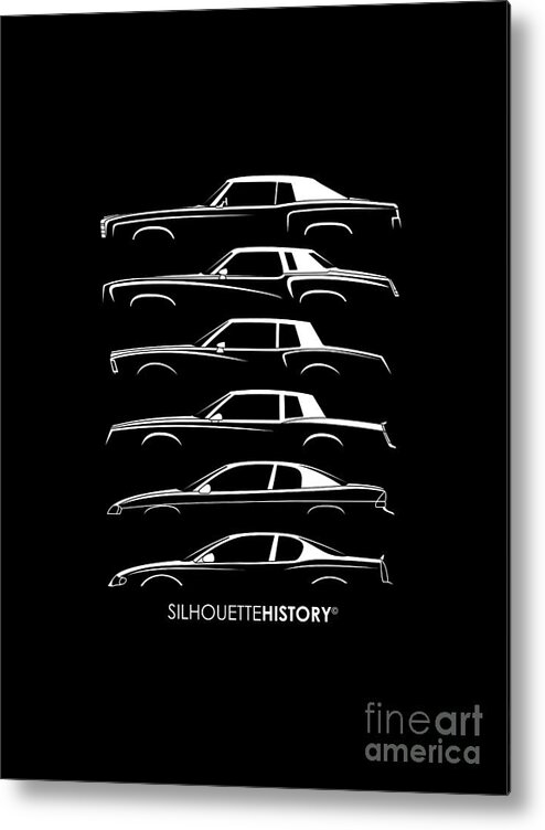 Amercan Car Metal Print featuring the digital art Monte Carlo Sport SilhouetteHistory #1 by Gabor Vida