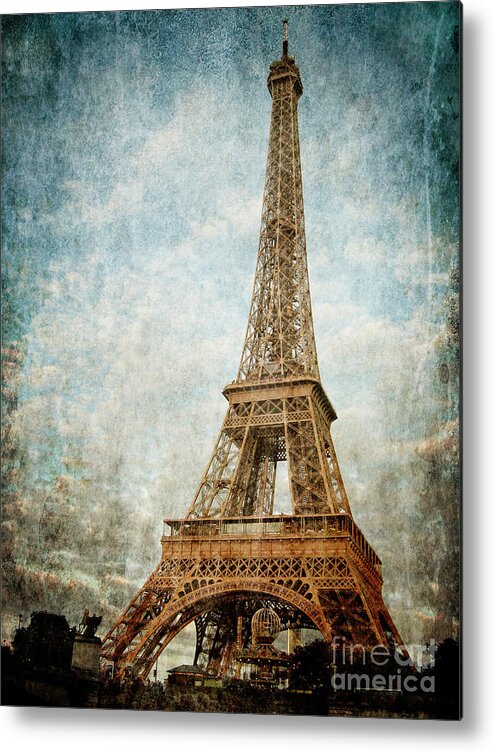 Aged Metal Print featuring the photograph Eiffel Tower in Paris by Jelena Jovanovic