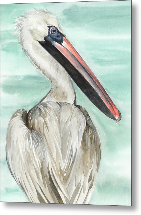 Coastal Metal Print featuring the painting Turquoise Pelican I #1 by Jennifer Paxton Parker