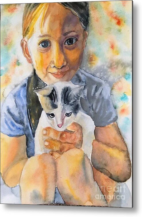 The Cat Is My Best Friend. Metal Print featuring the painting 1082019 by Han in Huang wong