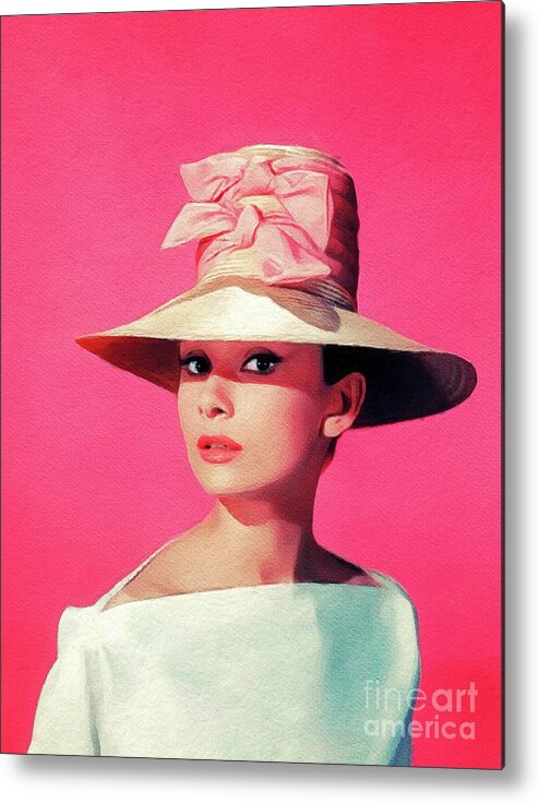 Audrey Metal Print featuring the painting Audrey Hepburn, Vintage Movie Star #11 by Esoterica Art Agency