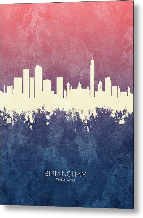 Birmingham Metal Print featuring the digital art Birmingham England Skyline #11 by Michael Tompsett