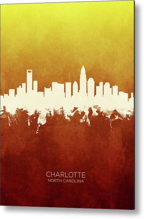 Charlotte Metal Print featuring the digital art Charlotte North Carolina Skyline #11 by Michael Tompsett