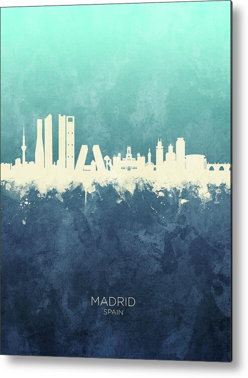 Madrid Metal Print featuring the digital art Madrid Spain Skyline #11 by Michael Tompsett