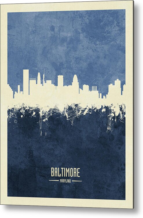 Baltimore Metal Print featuring the digital art Baltimore Maryland Skyline #16 by Michael Tompsett