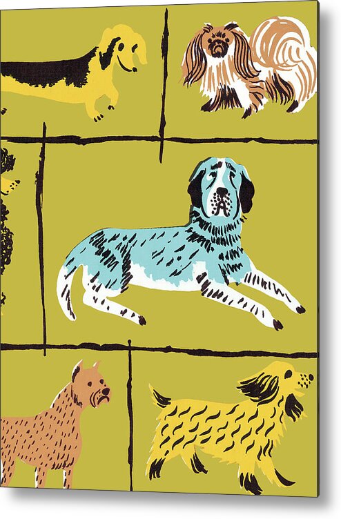 Animal Metal Poster featuring the drawing Dog pattern #2 by CSA Images