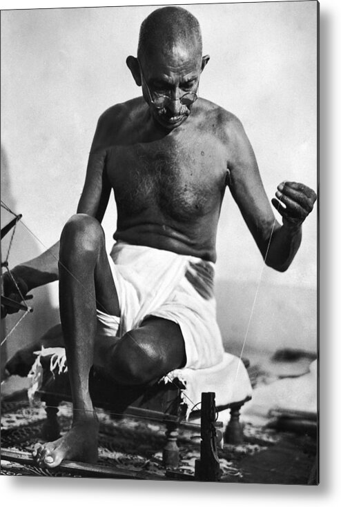 1940-1949 Metal Print featuring the photograph Mohandas K. Gandhi #4 by Margaret Bourke-white