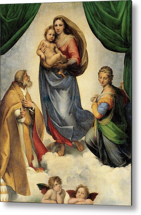 Raphael Metal Print featuring the painting The Sistine Madonna by Raphael