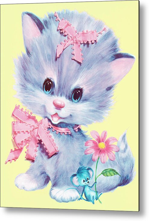 Animal Metal Poster featuring the drawing Kitten #9 by CSA Images