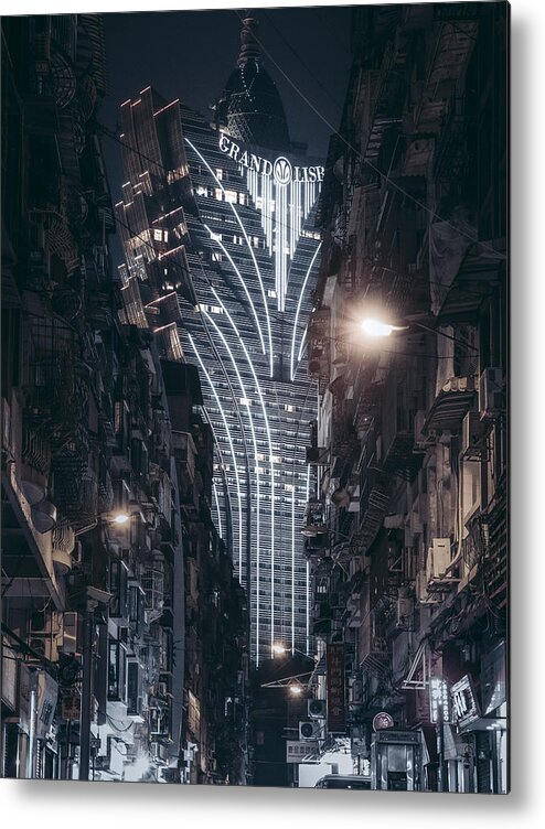 Sky Metal Print featuring the photograph A Night In Macau by Aron Tien