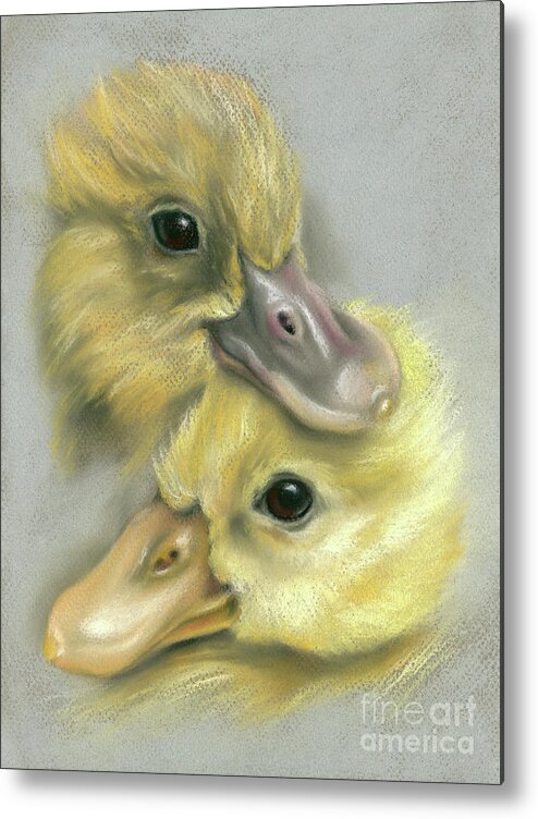 Bird Metal Print featuring the painting A Pair of Friendly Ducklings by MM Anderson