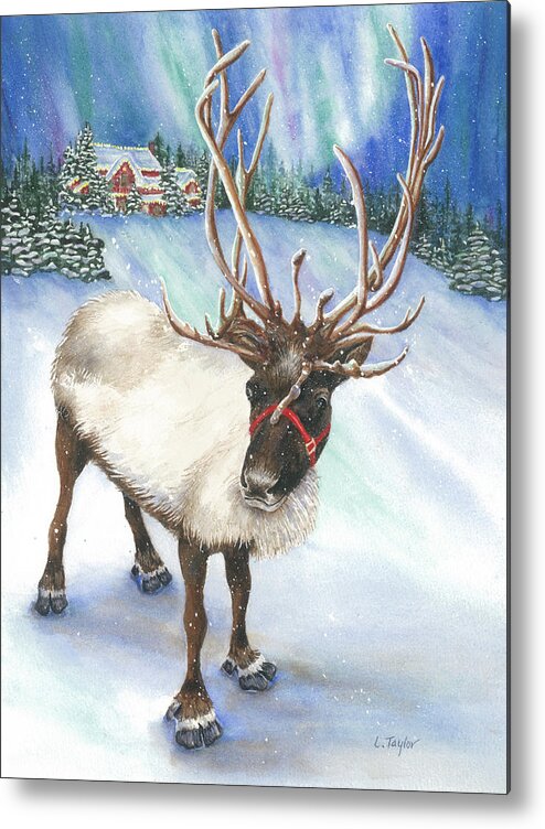 Reindeer Metal Print featuring the painting A Winter's Walk by Lori Taylor