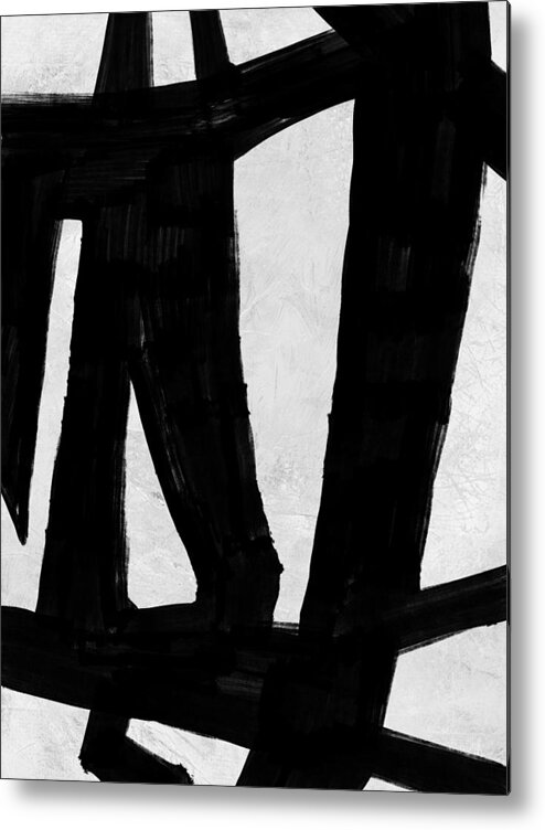 Black And White Metal Print featuring the mixed media Abstract Black and White No.22 by Naxart Studio