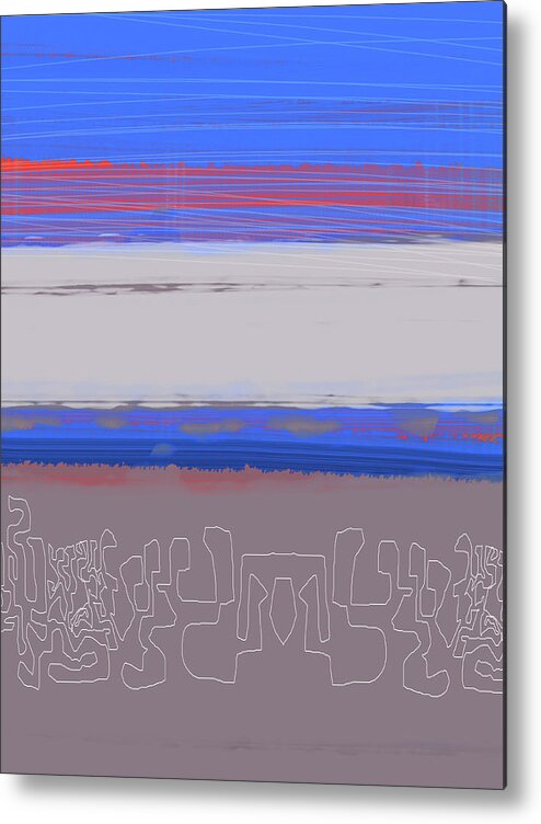 Abstract Metal Print featuring the painting Abstract Blue View 1 by Naxart Studio