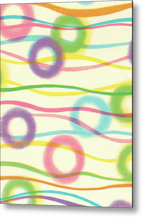 Abstract Metal Poster featuring the drawing Abstract Pattern of Circles and Wavy Lines by CSA Images