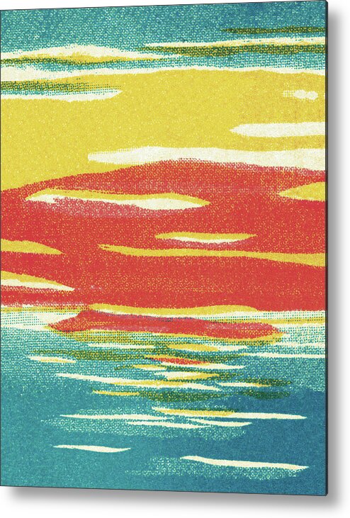 Abstract Metal Print featuring the drawing Abstract Sunset by CSA Images