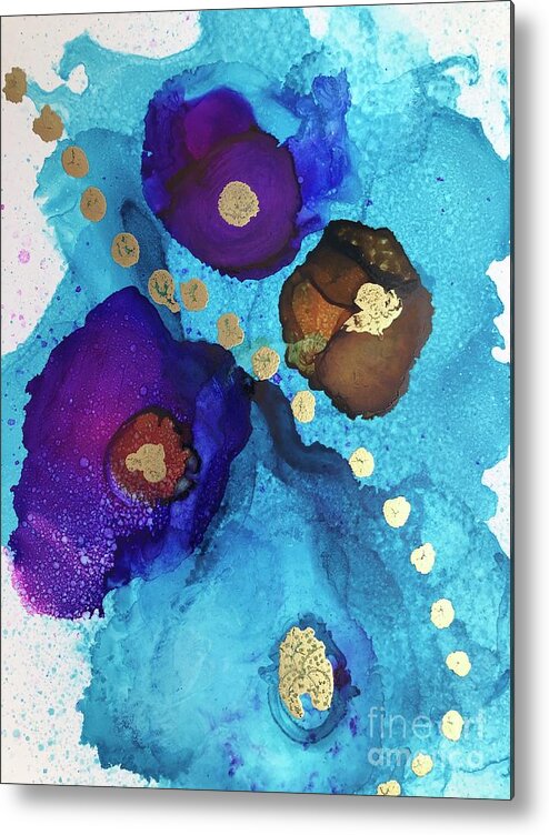Alcohol Metal Print featuring the painting Alcohol Ink - 15 by Monika Shepherdson