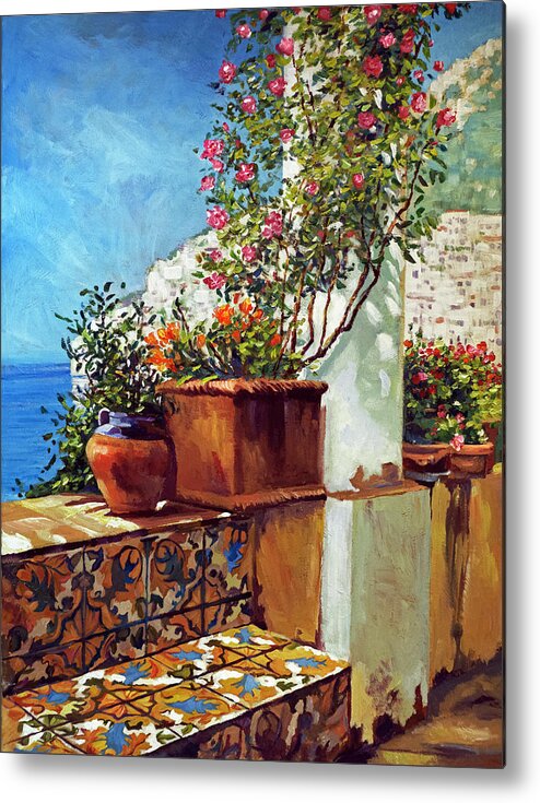 Landscape Metal Print featuring the painting Amalfi Coast Impressions by David Lloyd Glover