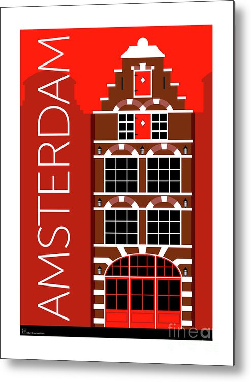 Amsterdam Metal Print featuring the digital art Amsterdam House Red by Sam Brennan