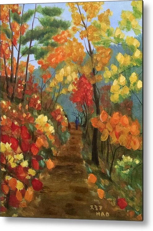 Autumn Metal Print featuring the painting An Autumn Boy by Helian Cornwell