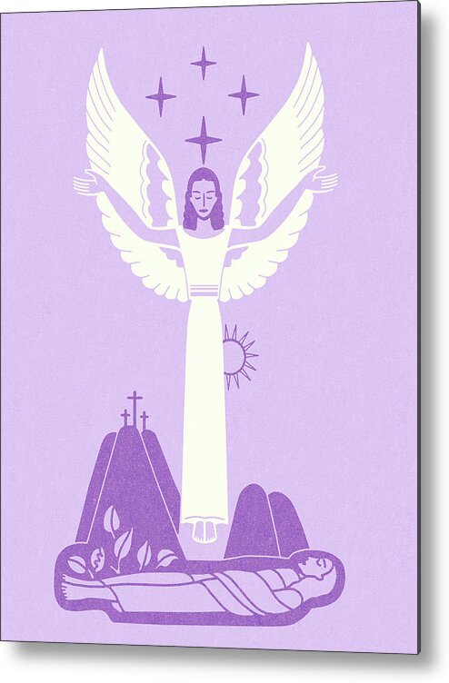 Angel Metal Print featuring the drawing Angel Over Jesus by CSA Images