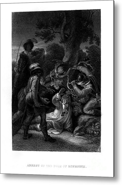 Engraving Metal Print featuring the drawing Arrest Of The Duke Of Monmouth, 1685 by Print Collector