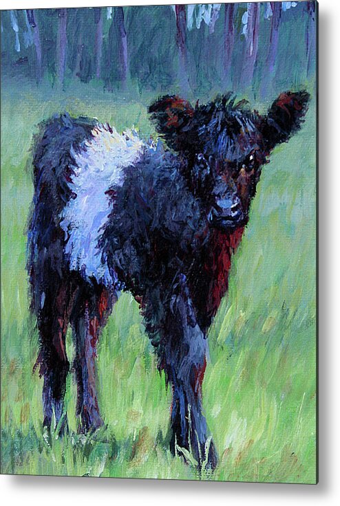 Belted Galloway Metal Print featuring the painting Baby by L Diane Johnson