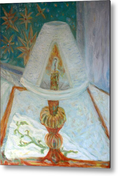 Bedside Lamp Metal Print featuring the painting Bedside lamp by Elzbieta Goszczycka